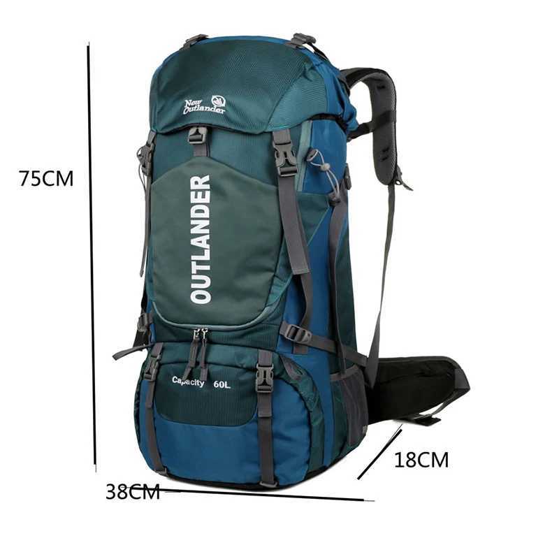 60L Camping Backpack Travel Outdoor Bag Men With Rain Cover Large Hiking Shoulder Waterproof Trekking Mountaineering RucksackC250401