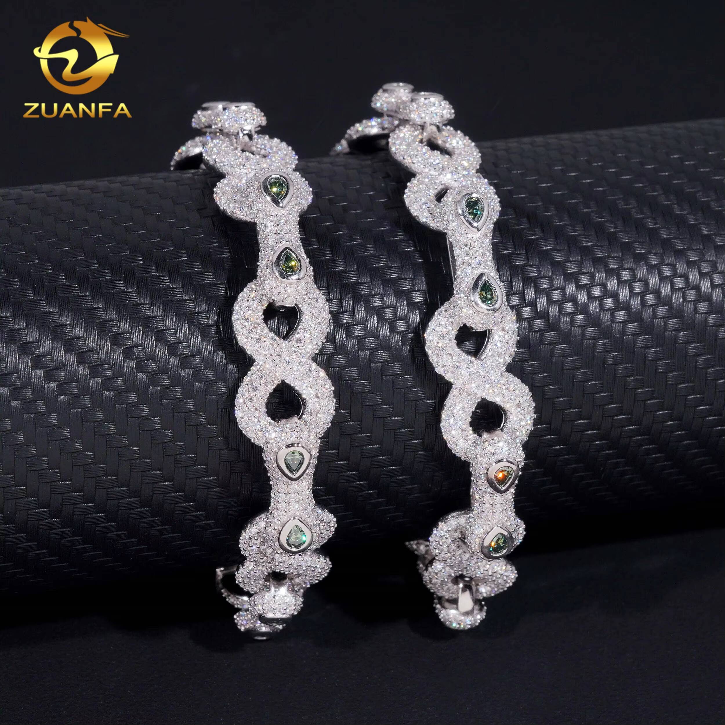 Hip Hop Jewelry13mm Color Moissanite Cuban Link Bracelet Bezel Setting 925 Silver Pass Tester Cuban Bracelet for Rapper
