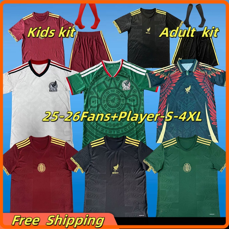 2025 2026 Mexico jersey World Cup Home away Kit soccer jerseys A. VEGA C. HUERTA L. ROMO RAUL football shirts men kids kit set Pink Black White Special Third goalkeeper set