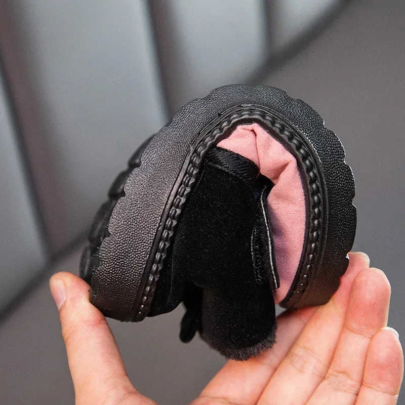 Disney mickey mouse casual shoes childrens bow thick warm antiskid soft bottom cotton shoes girl snow boots H251101