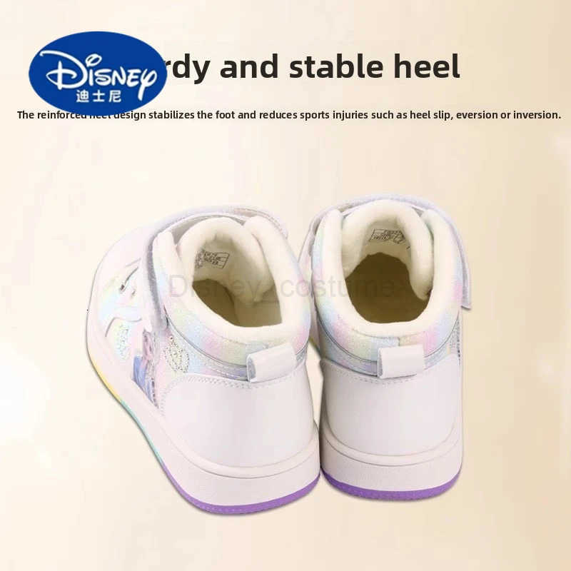 Disney Elsa Princess Sneakers Kids Fleece High Tops Winter Soft Sole Shoes H251101