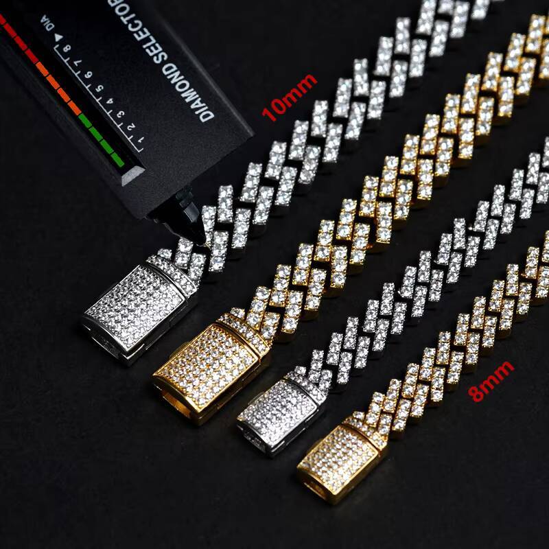 Fashion Cuban Chain VVS Micro Cluster 18k Gold 925 Sterling Silver Moissanite Chain Necklace Men with GRA