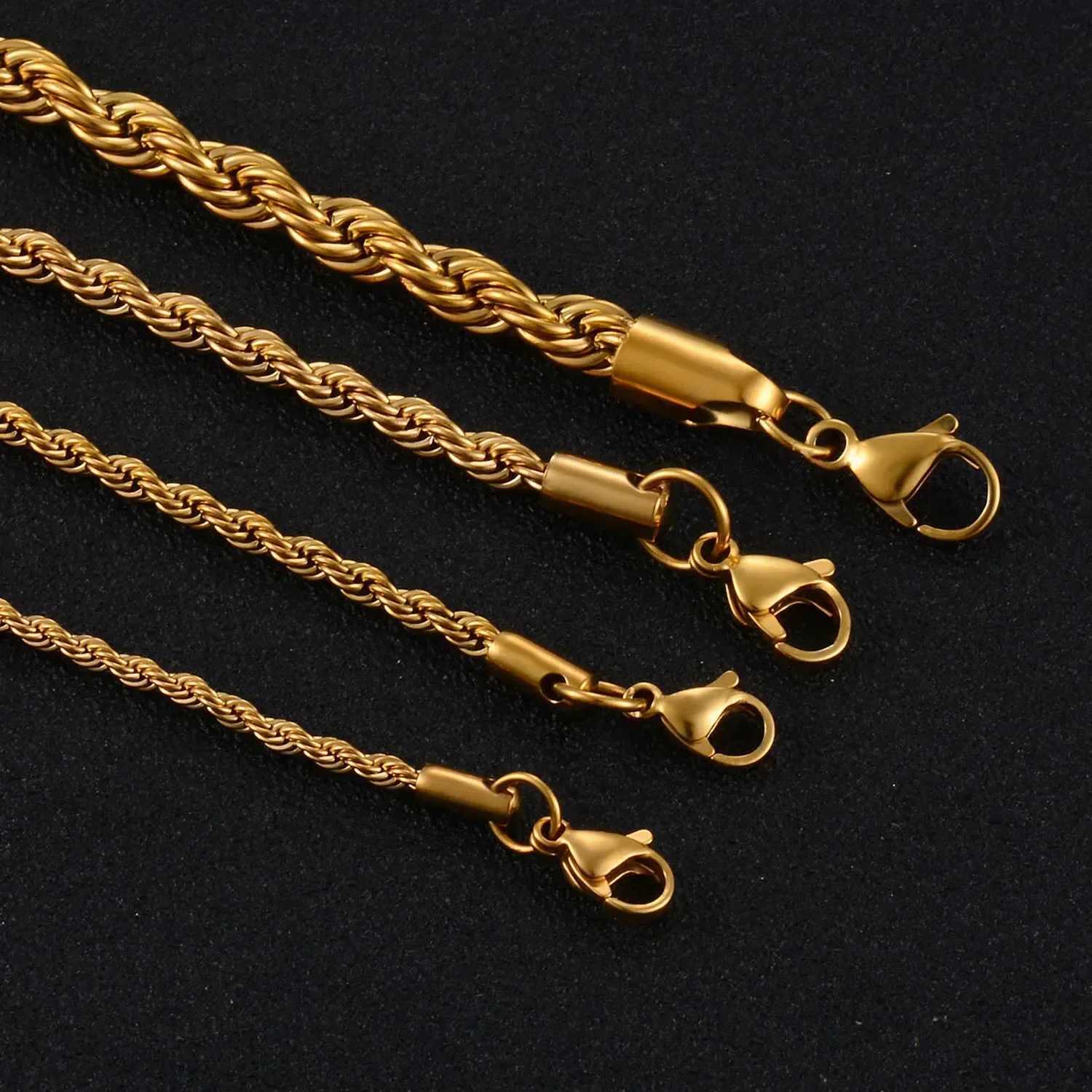 2/3/4/5/6mm Twisted Rope Chain Stainless Steel Rope Chain Bracelet 2.0mm-6.0mm Hip Hop Bracelet Mens Bracelet Y250329