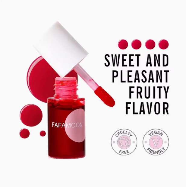 4 Colors Fruit Juice Lip Tint Non-stick Cup Liquid Lipstick Long-Lasting Matte Lip & Cheek Tint Moisturizing Makeup Cherry Juice Lip Gloss Liquid Mirr