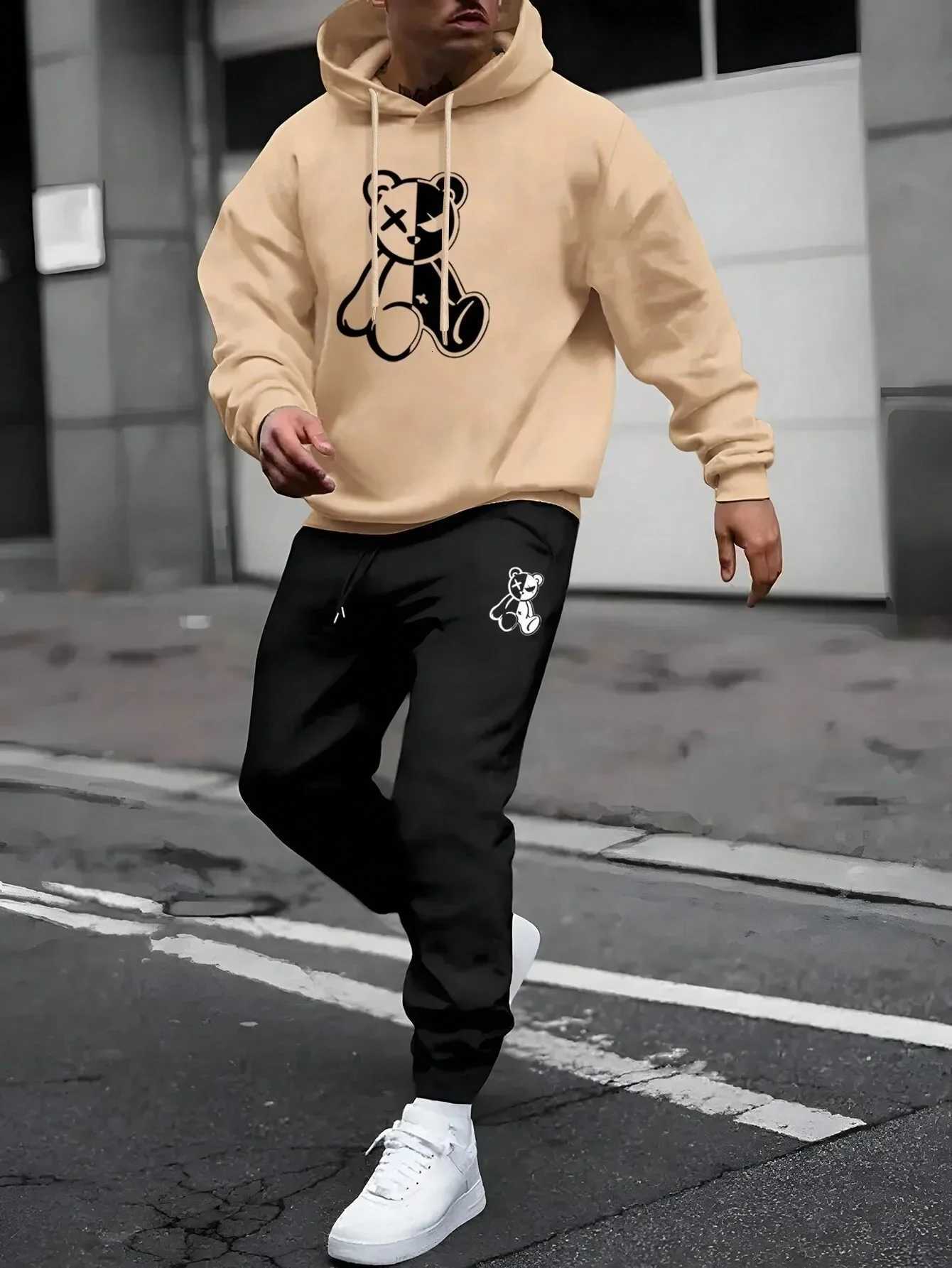 Tracksuit Sets Mens Casual Fleece Warm Hoodies Pants 2PCS Mens Long Sleeve Sport Suit Male Pullover Hoodies Sports ClothingT251101