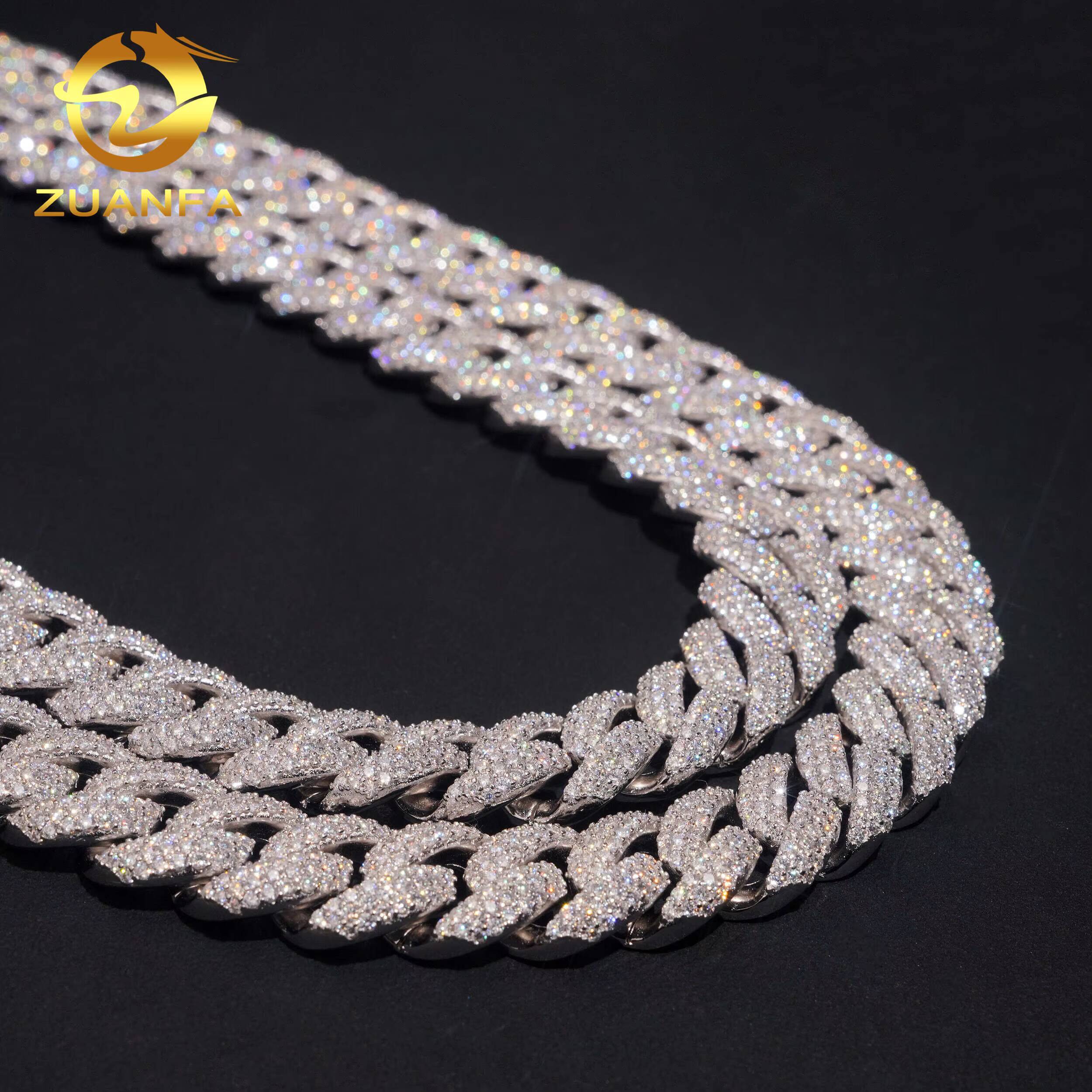 16MM 3 Rows High Quality Moissanite Miami Cuban Link Chain Solid 925 Silver Iced Out Cuban Link Bracelet With GRA Certificate
