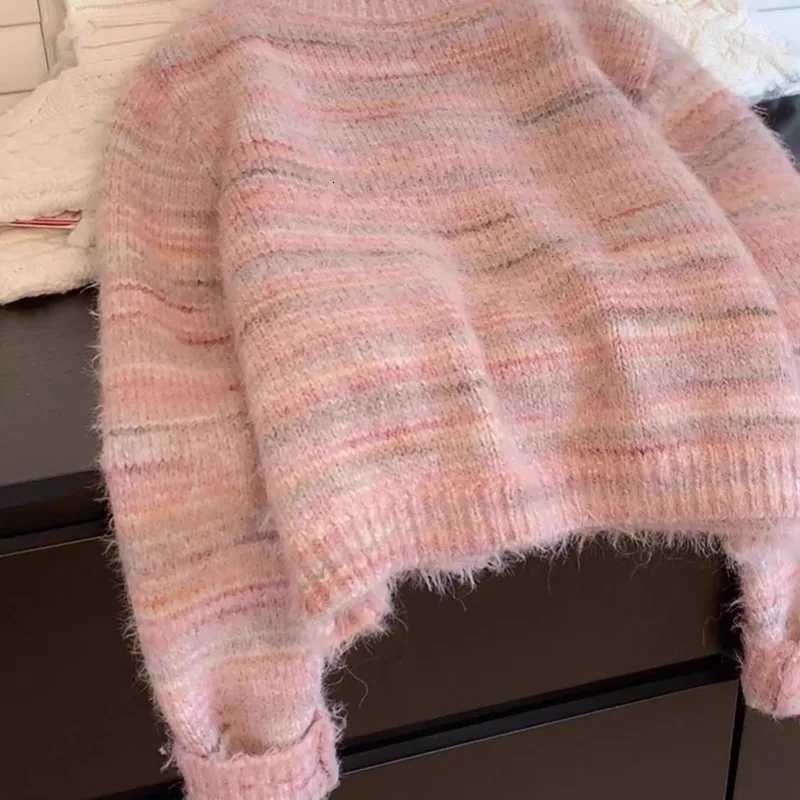 Women Elegant Slim Oneck Warm Vintage Knitted Cardigan Autumn Winter New Chic Button Soft Single Breasted Striped SweaterT251101