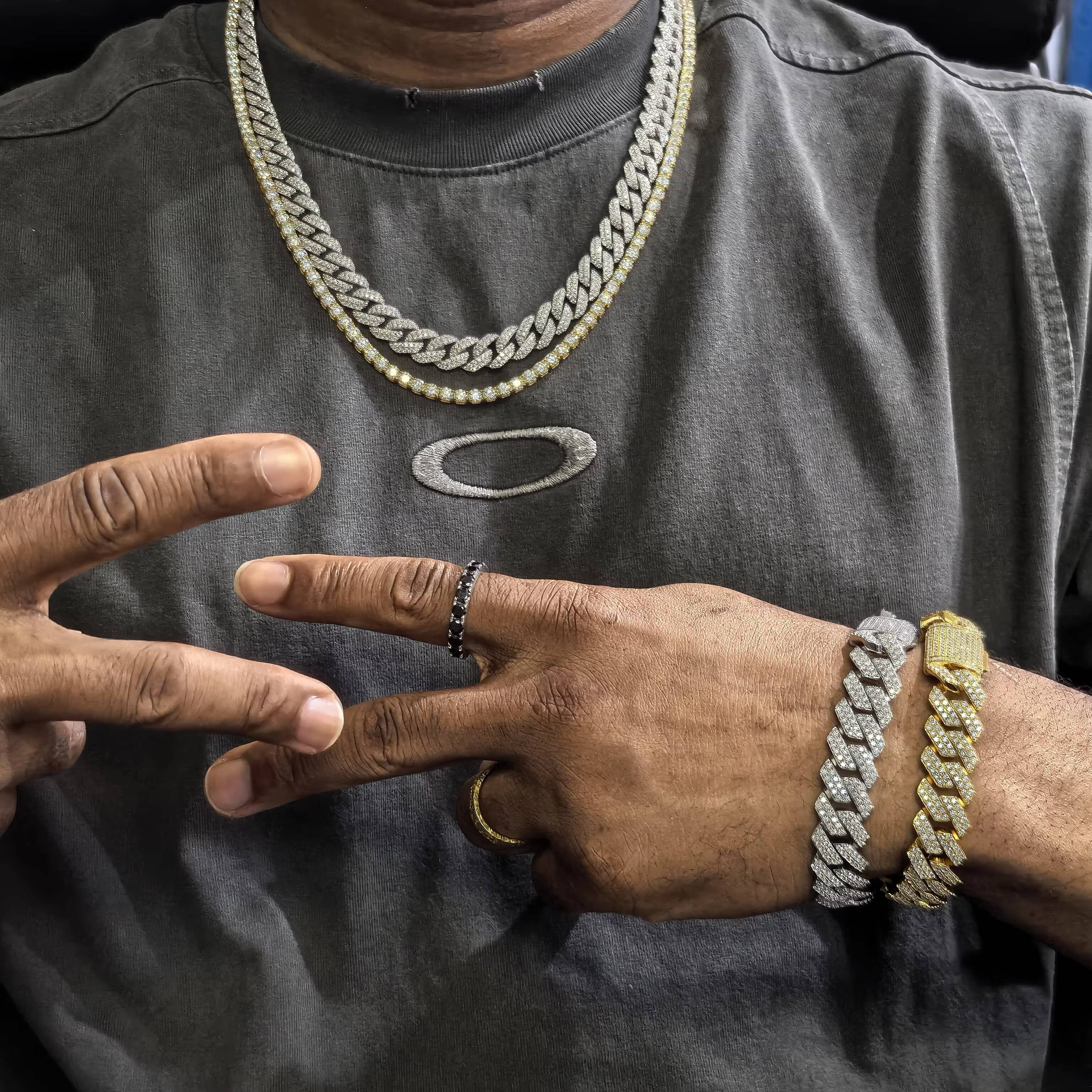 OEM Hip Hop Moissanite Cuban Link Necklace 925 Silver Iced Out Chain for Men Jewelry Manufacturer Supply Moissanite Chain