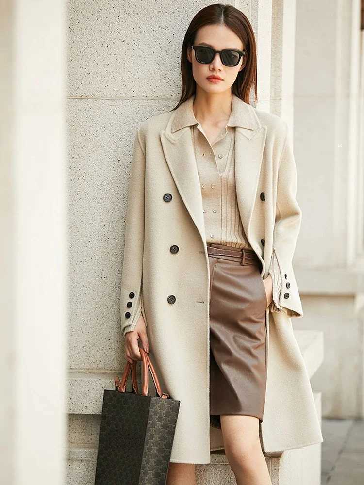 AMII Minimalism New Doublesided Woollen Coat 2024 Winter 100 Wool Vintage Commuter Office Lady Loose Warm Jackets 12140912T251101