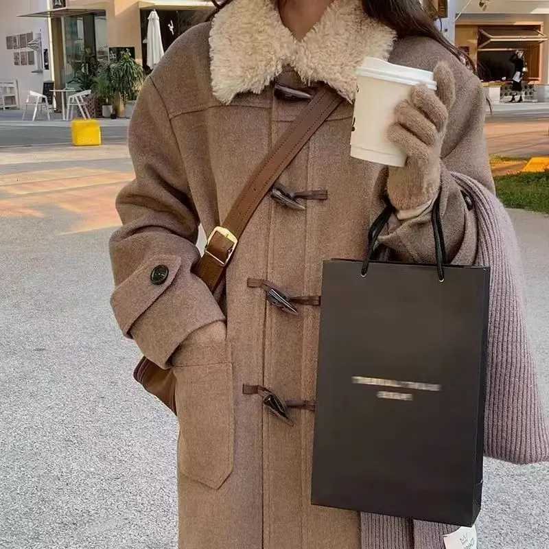 Wool Jackets Women Long Coat Autumn Winter Woolen Overcoat Vintage 2025 Single Breasted Turn Down Collar Office Lady OuterwearT251101