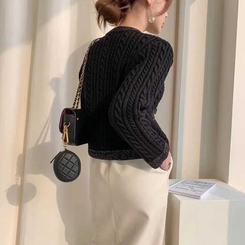 Autumnwinter Korean ONeck Cardigan Elegant Long Sleeve Knitted Jackets Loose Casual Sweater Coats Office Lady KnitwearT251101