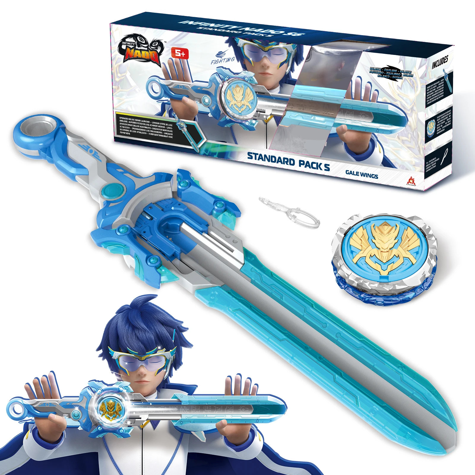 Infinity Nado 6 Power Pack Spirit Wind Panda Upgraded Metal Spinning Top Gyro 39cm Sword Launcher Kid Toy Birthday Gift 251028
