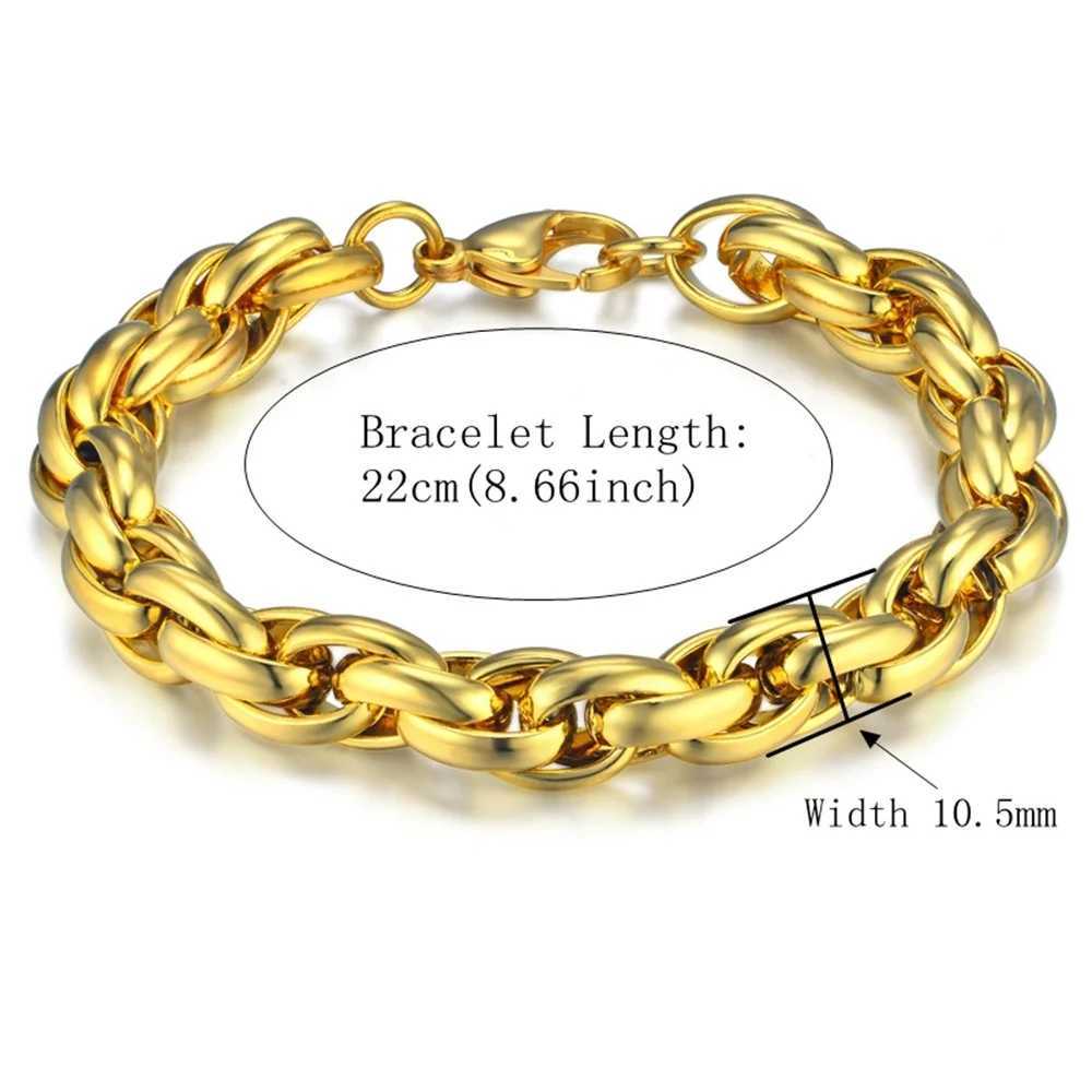 Silver plated 22CM thick rope chain bracelet mens stainless steel charm party gift designer jewelry Y250329