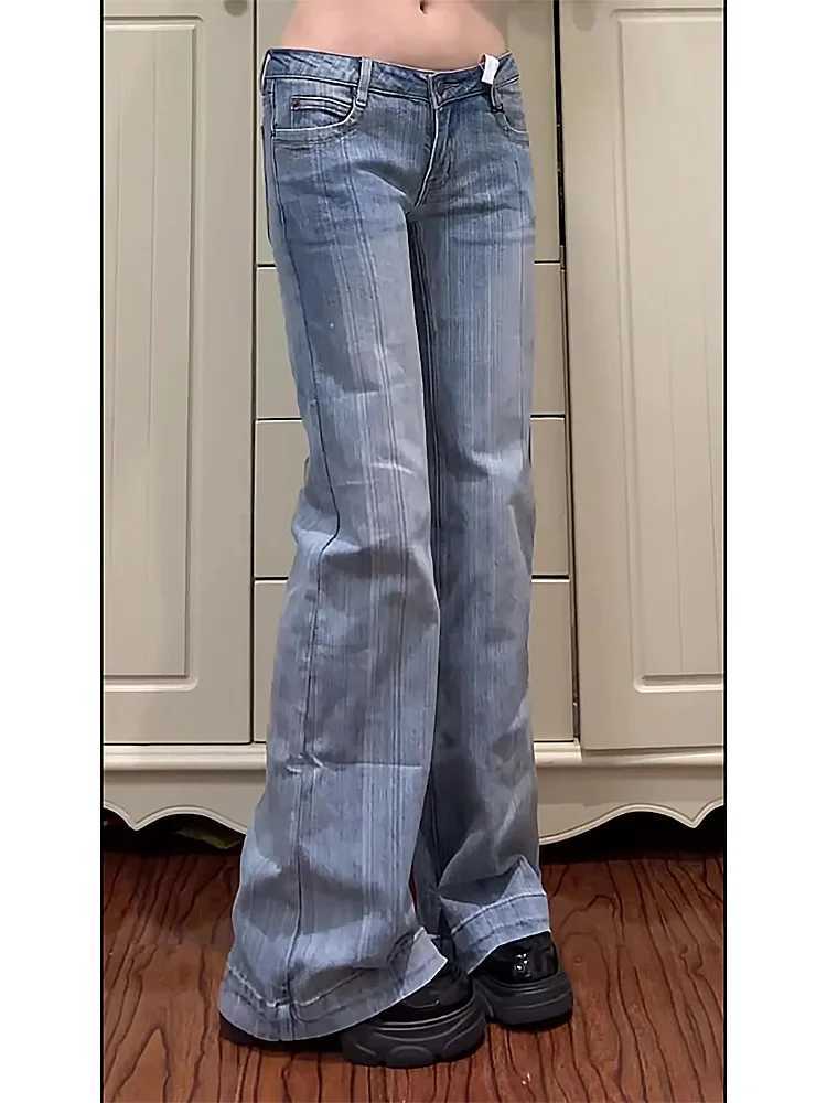 2025 Autumn Winter Women Vintage 2000s Low Rise Flare Denim Pants Y2k Japanese Streetwear Bootcut Jeans Baggy Bell Bottom New In J251031