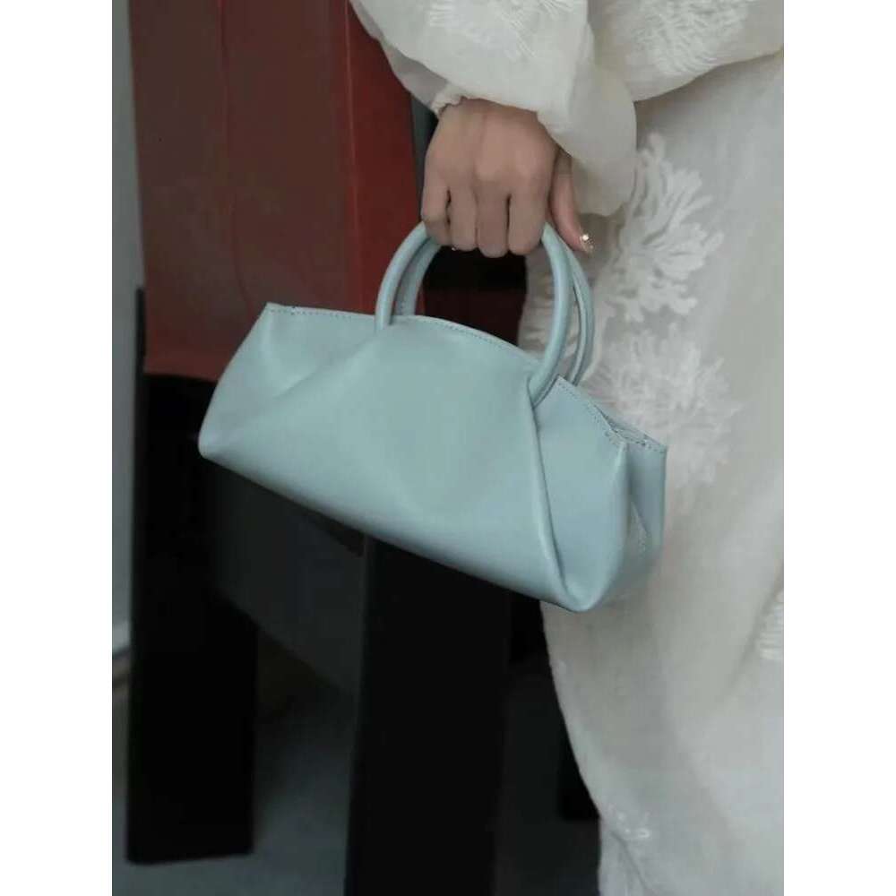 Women's Bags New Fashion Office Ladies Elegant Totes Handbag Solid Color Genuine Leather Women Sinlge Shoulder Bags Designer Pillow Bag