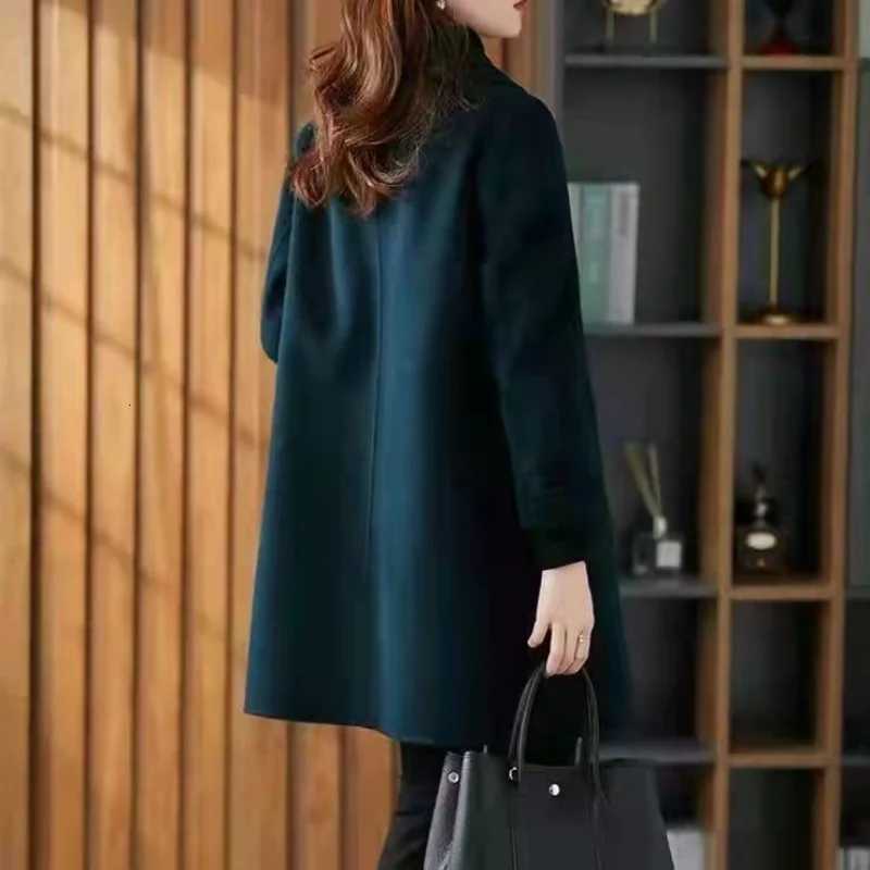New Korean Midlength Woolen Jacket for Women Loose Versatile Ins Fashion CoatT251101