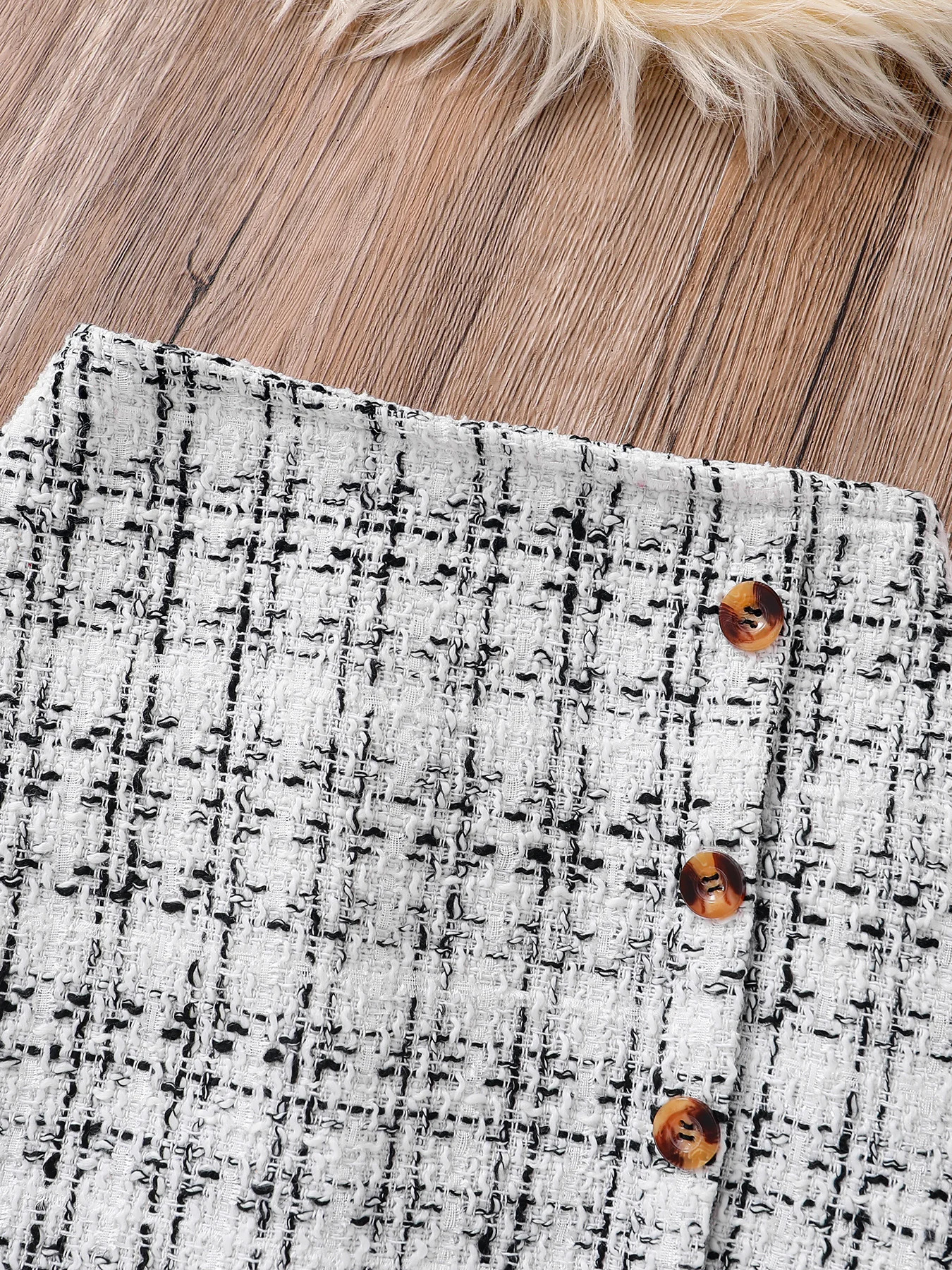 Spring and Autumn Childrens 2piece Fashion Casual Clothing White High Collar Long Sleeve Flight Pajama TopSolid Color Aline Skiboard 250325z