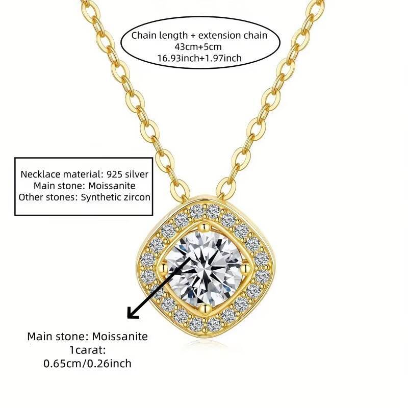 Womens Trendy Fine Moissanite Pendant Necklace 925 Sterling Silver for Factory Wholesale Weddings