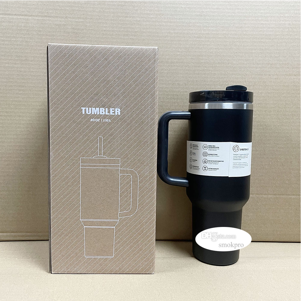 Tariff Free - 40 OZ H2.0 Leakproof Lid Mug 304 Stainless Steel Travel Water Cup Leakproof Lid Tumbler