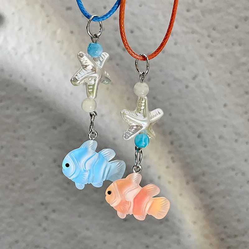 Geometry Clownfish Pendant Necklaces Harajuku Necklace for women girls Cool Y2k Aesthetic Jewelry 2024C250407