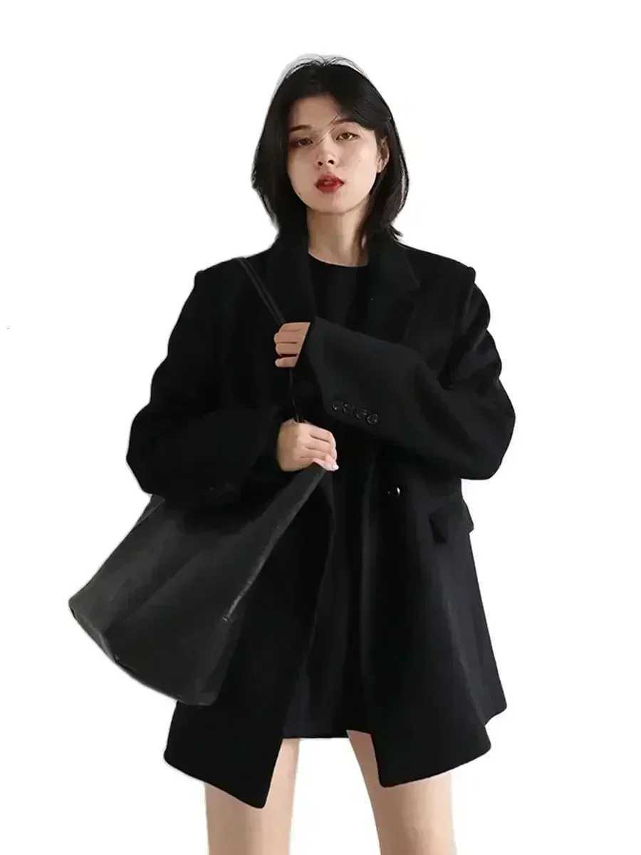 CHIC VEN Autumn Winter Korean Women Woolen Blazer Cotton Lining Thick Warm Jacket Solid Color Coat Female Woman Office Lady TopsT251101