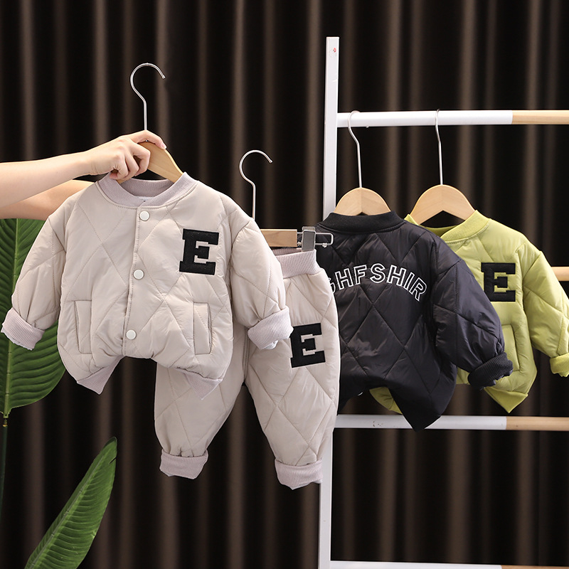 2025 Boys Winter 2-Piece Set Korean Style Lightweight Padded Cotton Clothes Comfortable Infant Outfit