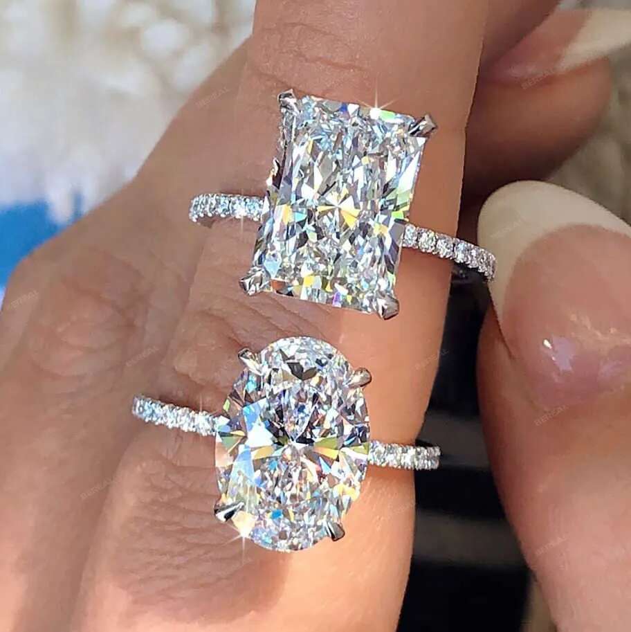 Wholesale 10K 14K Solid Vvs Moissanite Engagement Rings Women Sier Dia Emerald Radiant Oval Cut Gold Ring