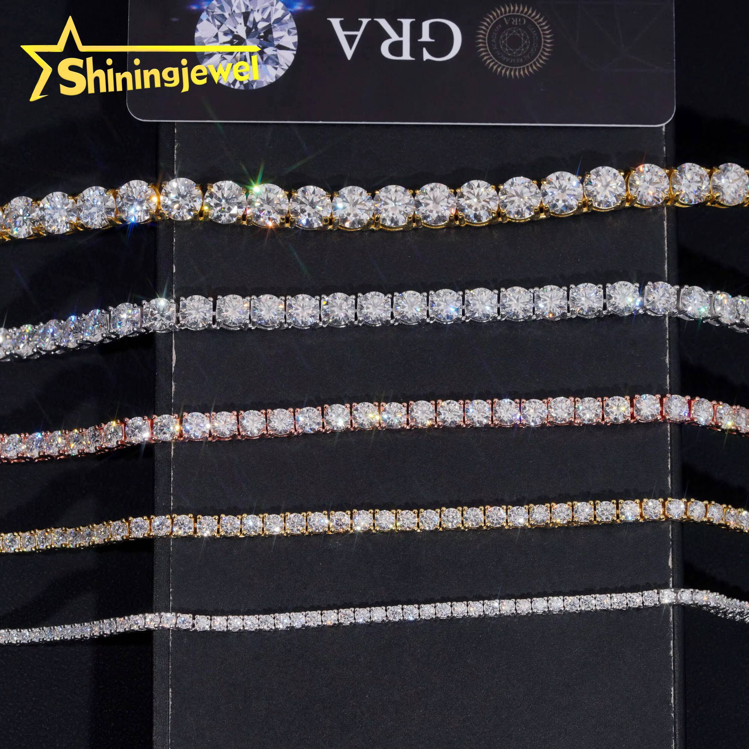 4mm Diamond Fast Shipping USA Warehouse Iced Out Bracelet 925 Silver Hip Hop VVS D Moissanite Jewelry Tennis Chain Necklace