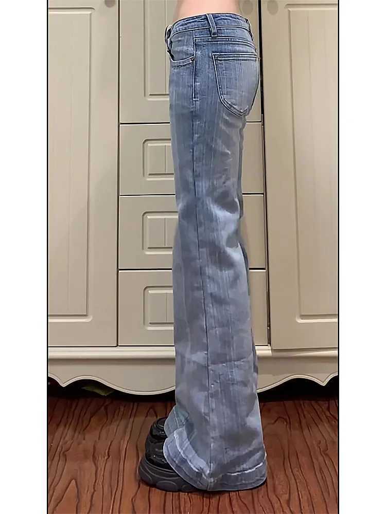 2025 Autumn Winter Women Vintage 2000s Low Rise Flare Denim Pants Y2k Japanese Streetwear Bootcut Jeans Baggy Bell Bottom New In J251031