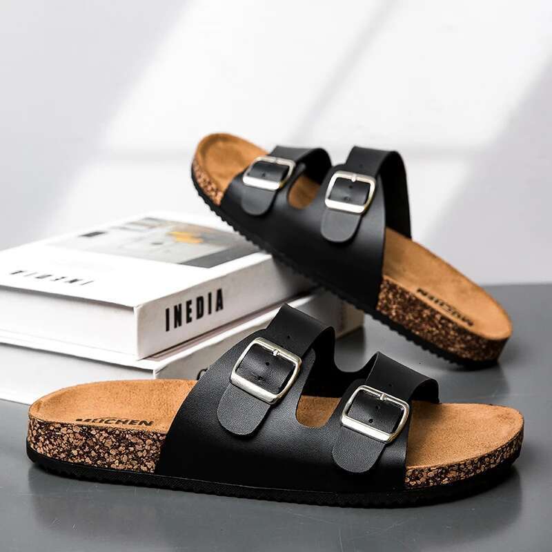 Fashion Classic Unisex Slippers Comfortable Summer Cork Shoes For Men Outdoor Sandals Microfiber Plus Size 36-45