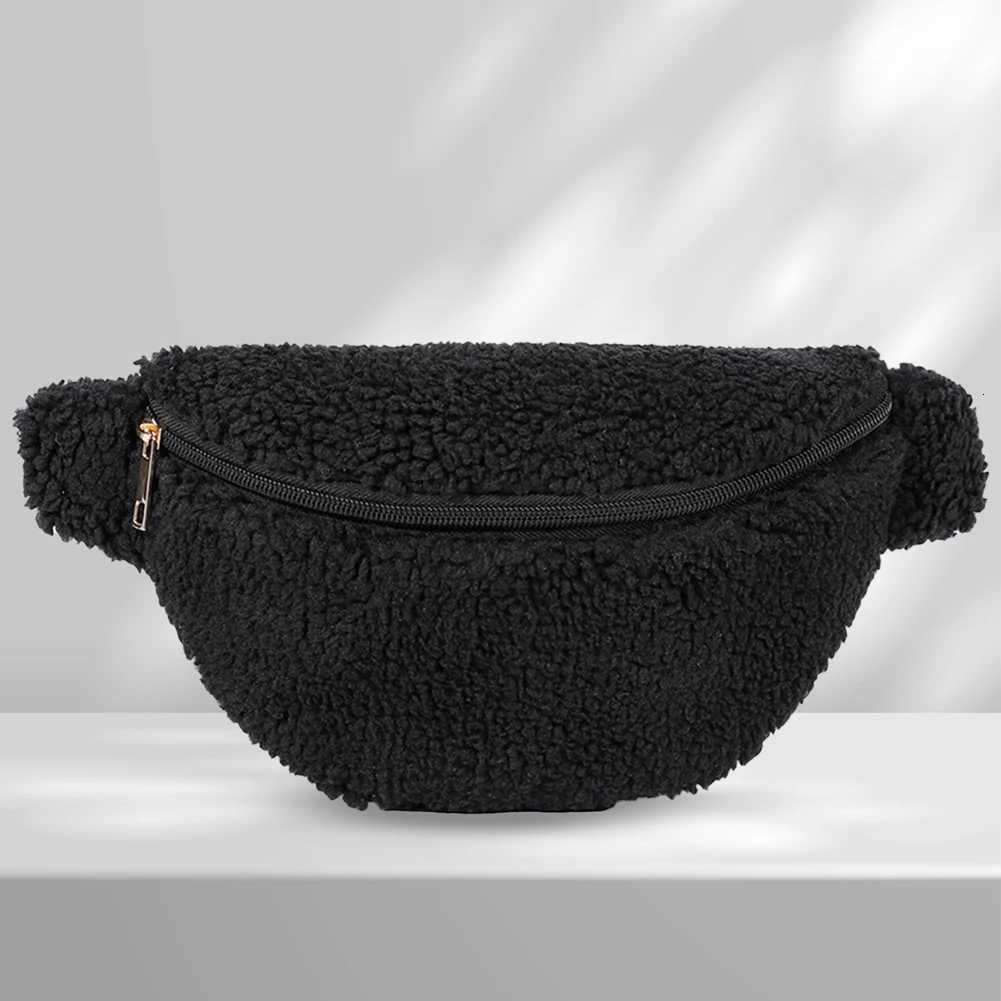 Unisex Furry Fanny Pack Zipper Closure Solid Shoulder Bag Fashion Multifunctional Foldable Lightweight Autumn Winter Daily BagW251101