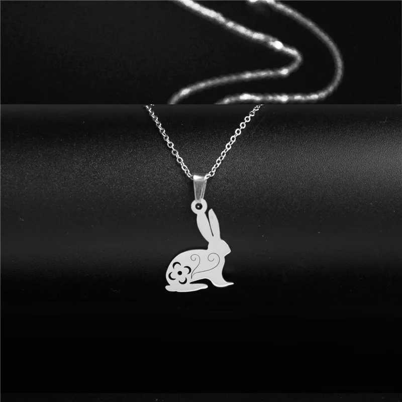 Trendy Baby Rabbit Pendant Necklace Women Girl Stainless Steel Bunny Head Charm Pendant Necklaces Fashion Lovely Animal JewelryC250407