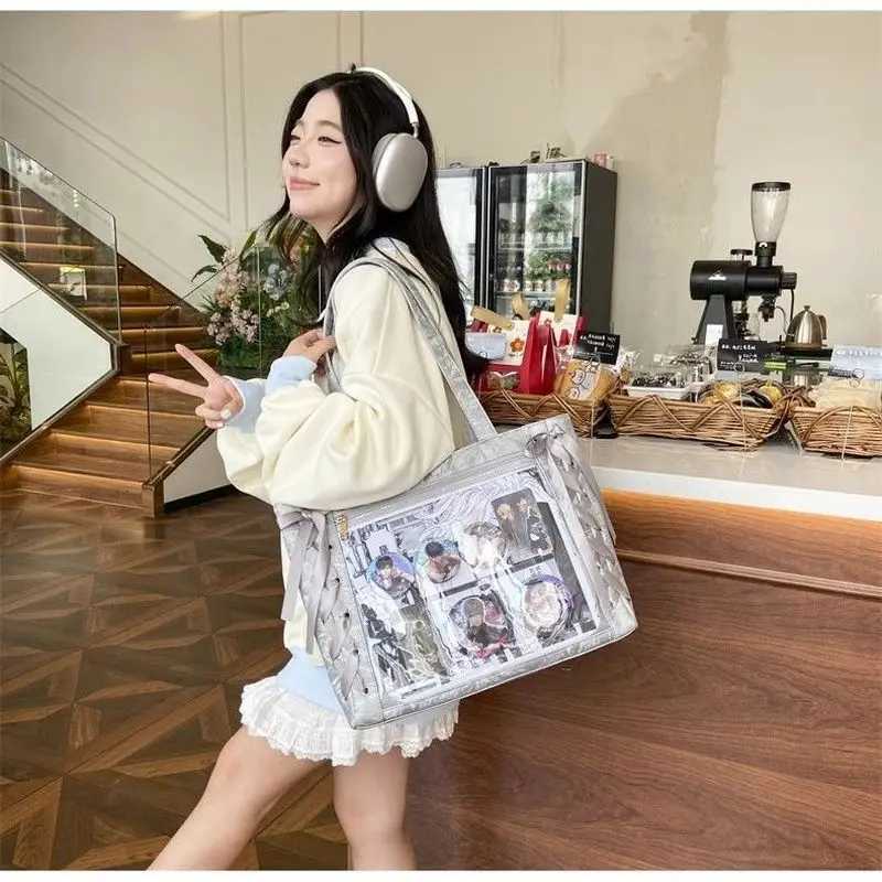 New Versatile Fashion Ribbon Itabag Large Capacity Green Large Food Anime Millet Bag Daily One Shoulder Tote BagW251101