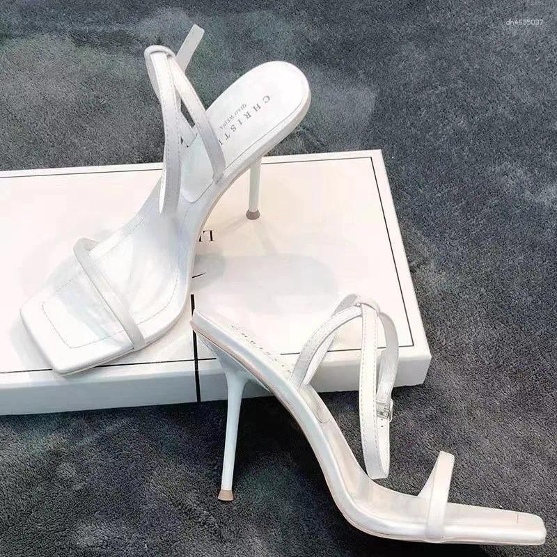 Sandals 2025 Ladies Shoes Buckle Strap Women's Fashion Open Toe Dress Plus Size Solid Elegant Heeled hurenlakeshoes