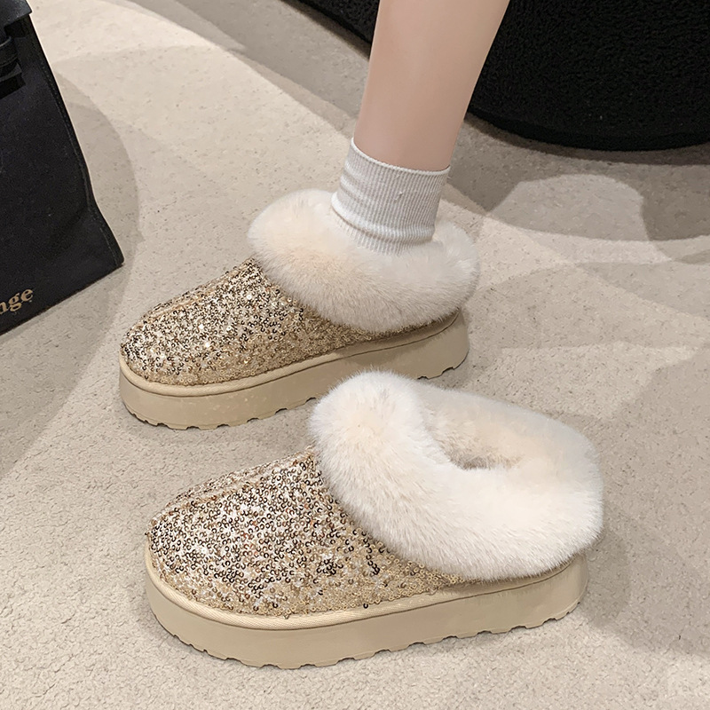 Luxury Boots Winter Warm 2025 Sparkly Platform Boots for Women Plus Size Plush Lined Snow Ankle Boots Chunky Sole Winter Shoes