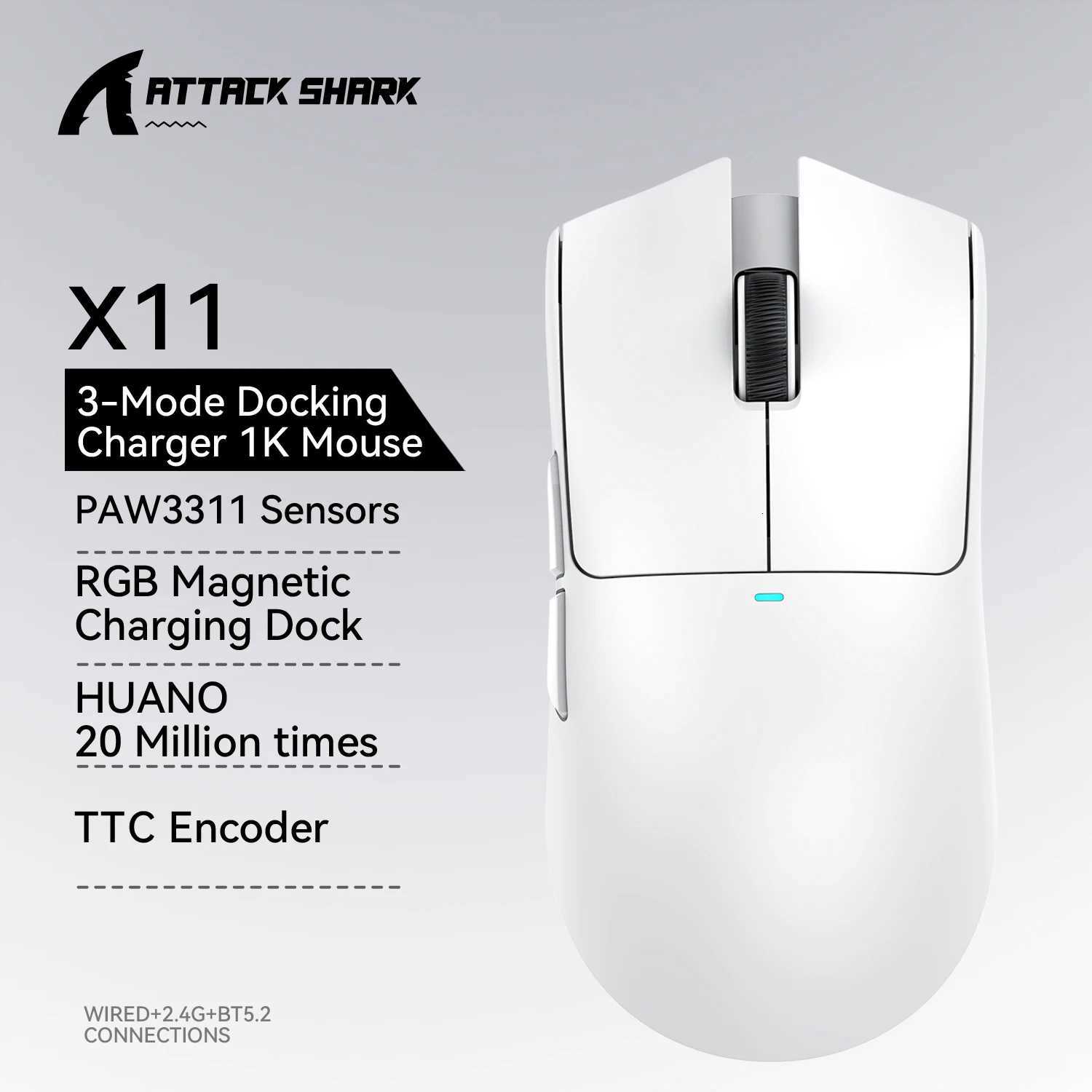 ATTACK SHARK X11 SE Wireless Gaming Mouse 22000 DPIPixArt PAW3311 SensorBT24GWired59g Lightweight2000W Clicks X251101