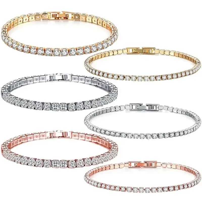 Hip Hop Luxury Tennis Bracelet 925 Pure Silver Classic Shining Exquisite Couple Bracelet Jewelry Holiday Anniversary Gift Y250329