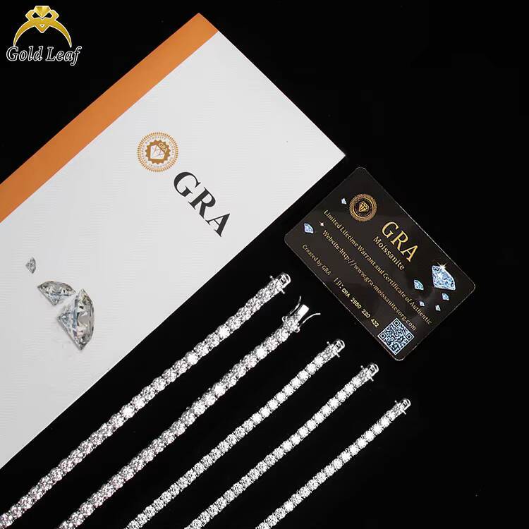 Goldleaf 925 Silver Hip Hop Fashion Jewelry Moissanite Diamond Bracelet Princess Cut Moissanite Tennis Chain for Women Men