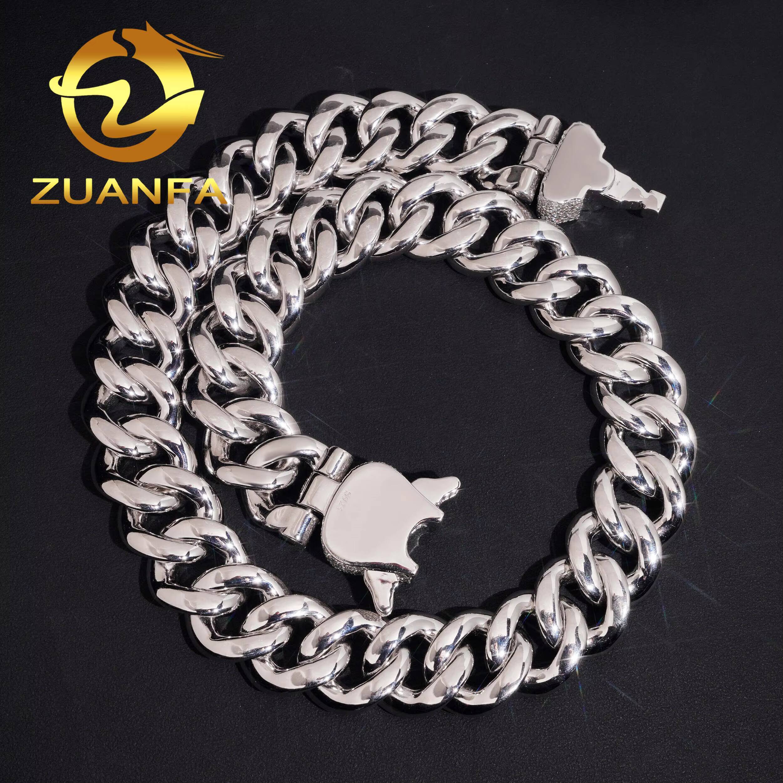 24mm Heavy Mosaic Set Moissanite GRA Silver 925 Gold Plated Necklace Chain Hip Hop Iced Out Jewelry Cuban Link Bracelet Chain