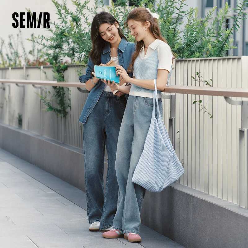 Semir Jeans Women 2024 New Winter Style with FleeceLined FloorLength Trousers Hong Kong Style WideLeg Trousers J251031