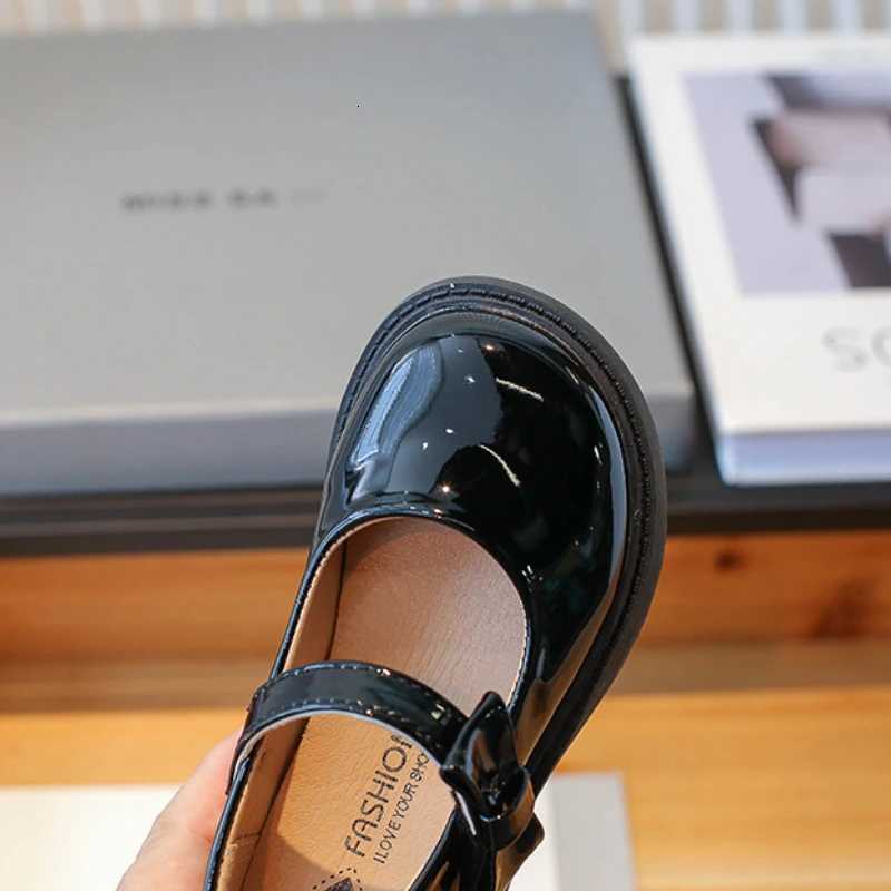 Kid Patent Leather Princess Shos Fashion Solid Round Toe Girls Shoes Bow British Style Children Flats Student Casual Single ShoeT251101