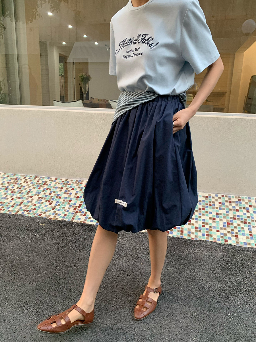 L9165 High quality elastic waist slim pleated puffy skirt bud skirt female spring and summer new