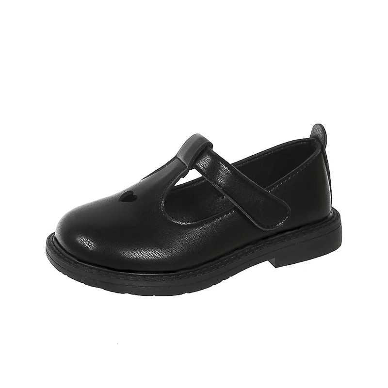 Children Leather Shoes for School Black Uniforms for Girls Loafers Versatile Love Hollow Out Boys Simple British Wind Kids ShoesT251101