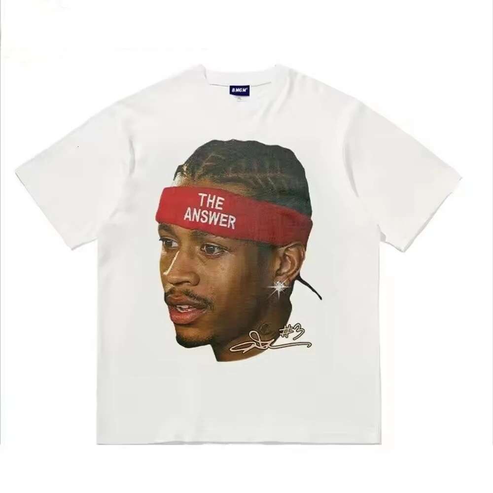 Iverson High Street Sports Basketball Men Clothing Tee Shirt Homme Short Sleeve Round Neck Printing Pullover T-Shirts 50374