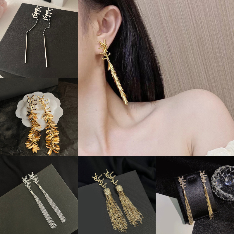 Simple Tassels Earring Letter Ear Stud Women Stainless Steel Geometry Round Crystal Rhinestone Pearl Earrings Bride Wedding Party Jewerlry Gifts