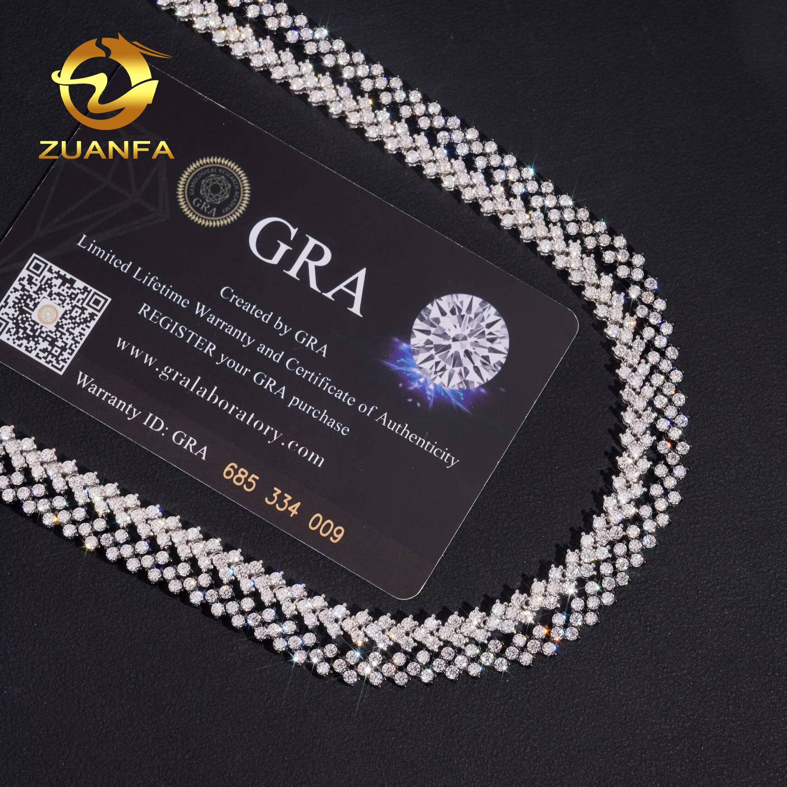 New Design 6mm Tennis Chain Moissanite Pass Diamond Test 925 Silver Gold Plated Grace Design Necklace