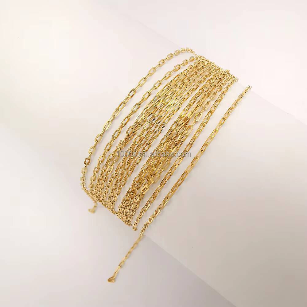AU750 Real 18K Solid Gold Link Semifinished Chain Paper Clip Roll Chain Necklace Adjustable Jewelry Wholesale