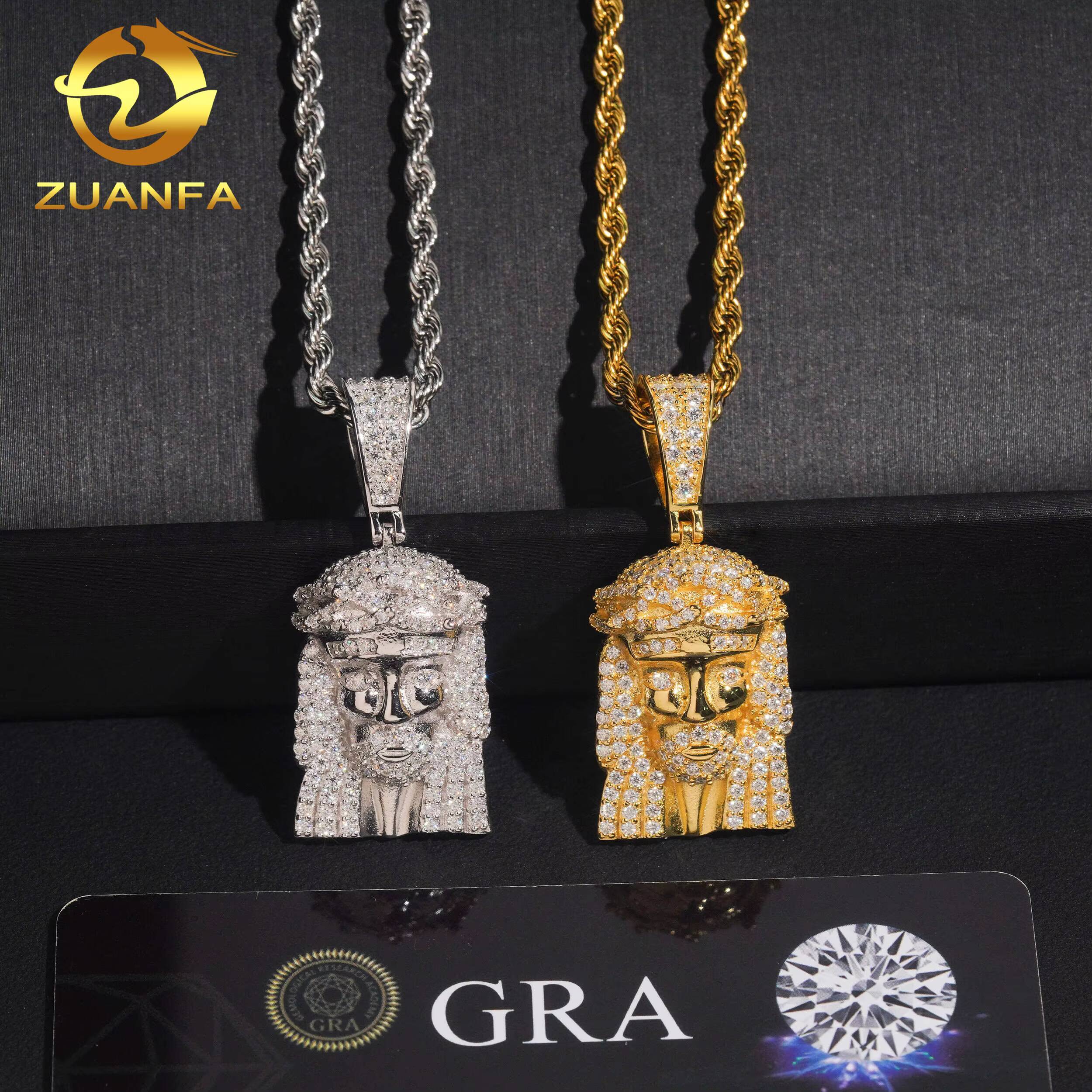 Small Jesus Head Pendant Moissanite Hip Hop Jewelry Iced Out Sterling Silver 925 Moissanite Custom Hip Hop Pendant for Men