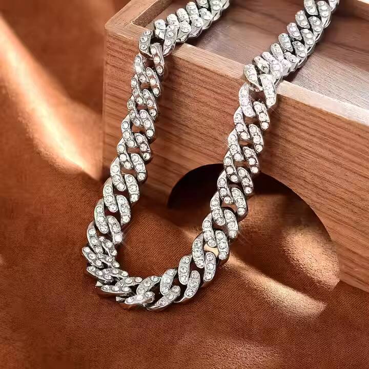 Bold 14mm Cuban Link Chain 925 Silver Moissanite Diamond Necklace Luxury Statement Jewelry for Stylish Men and Women