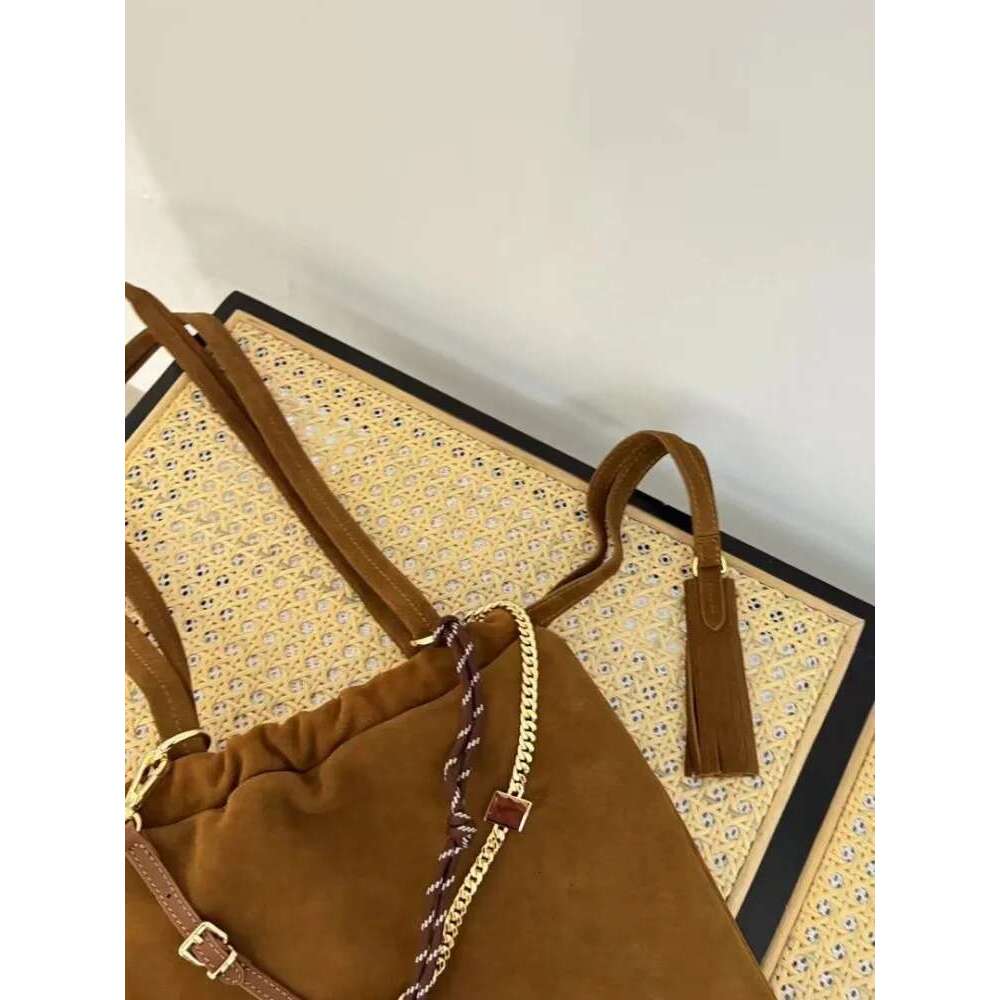 Women's Bags Vintage Drawstring Women Single Shoulder Suede Casual Bag Autumn Large Capacity Design Chain Haruku Ladies Tote Hag